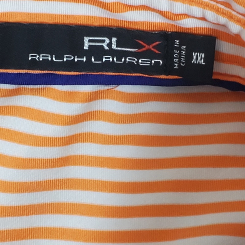 Ralph Lauren RLX Men's Polo Golf Shirt Size 2XL XXL Orange Striped Short Sleeve - Picture 7 of 12